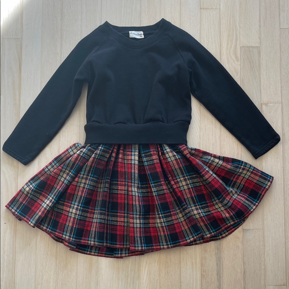 2 for $30 Black Top with Plaid Skirt Dress from Vierra Rose size 8Y